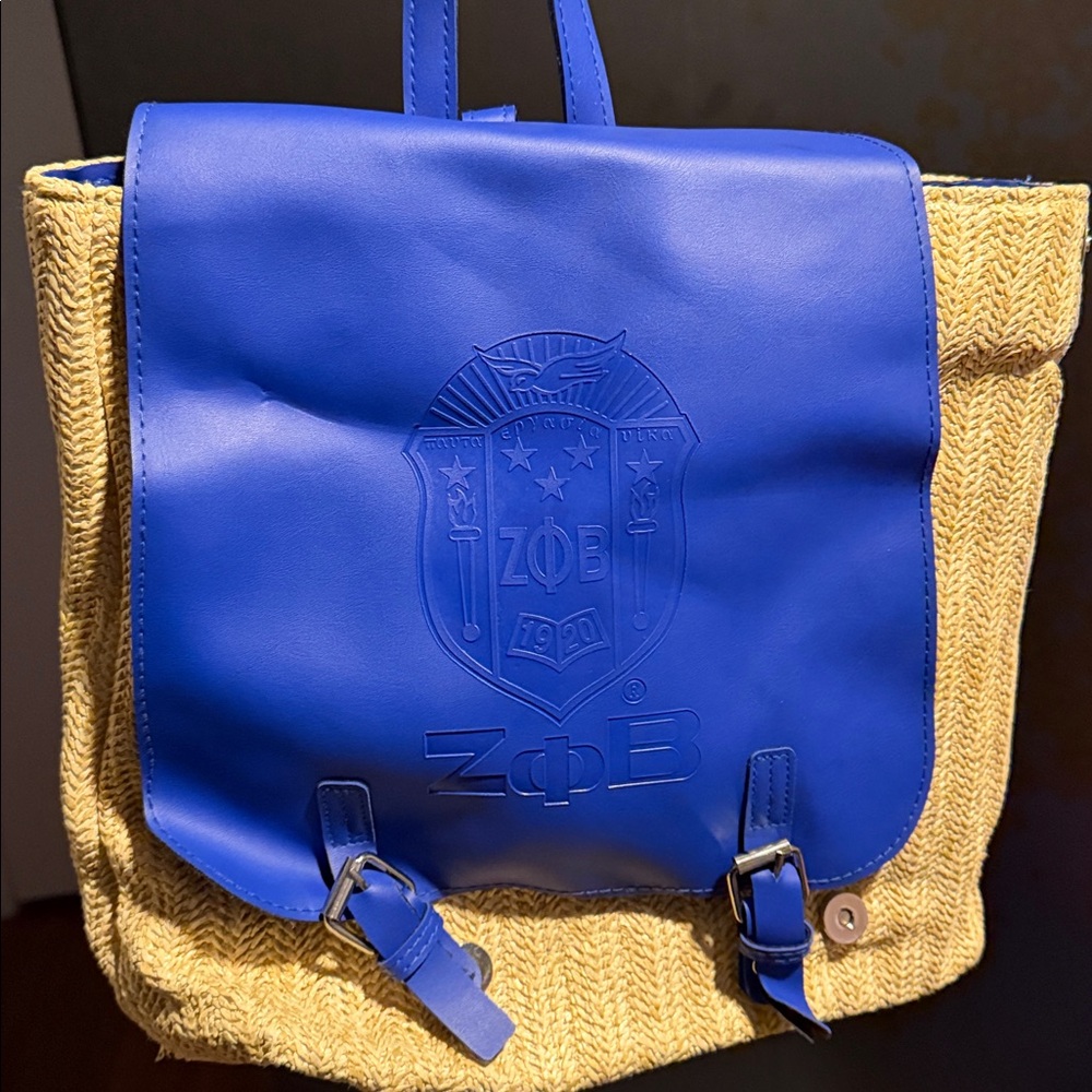 ZETA Blue and straw Backpack